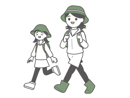 Parents and children hiking/mountain climbing 02, JPG, PNG and AI Parents and children hiking/mountain climbing 02, people, female, children, JPG, PNG and AI