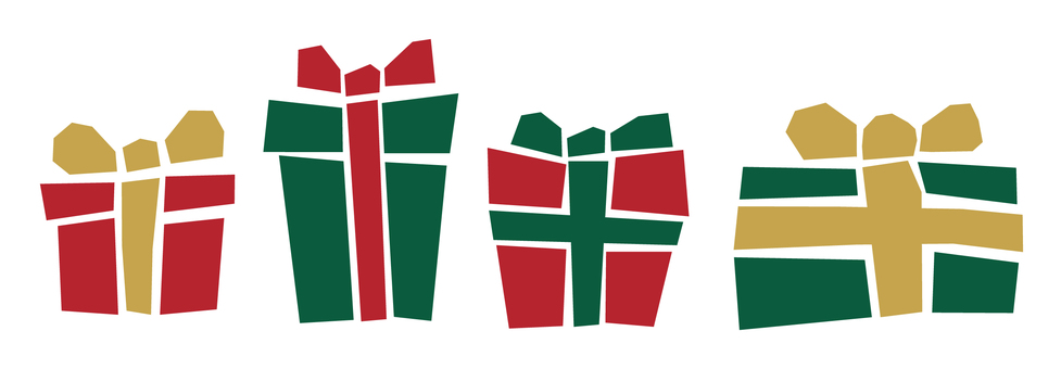 #3412クリスマスプレゼント クリスマス,プレゼント,ギフト,贈り物,ラッピング,クリスマスカラー,赤,緑,金色,サンタのイラスト素材