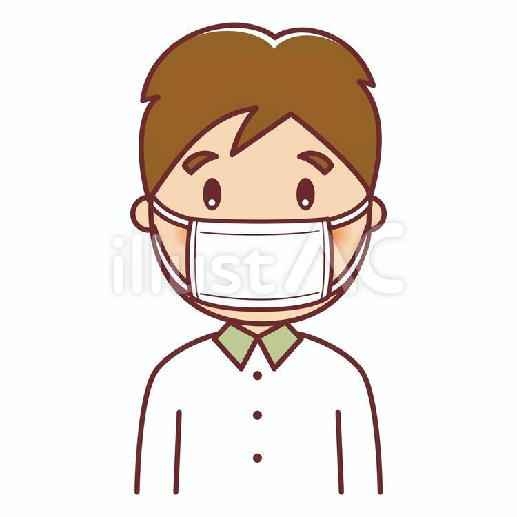 マスク姿の男性　イラスト マスク,男性,予防のイラスト素材