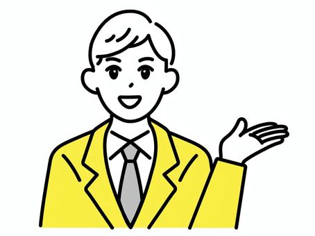 案内_右_若い男性 ごあんない,ご案内,こちら,案内,若い女性,人,ビジネス,スーツのイラスト素材