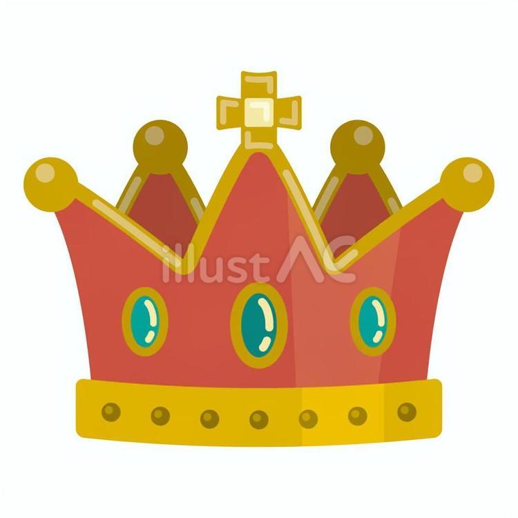 赤い王冠と十字架の可愛いイラスト 王冠,冠,王様のイラスト素材