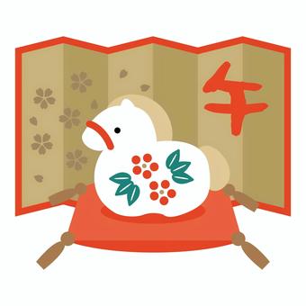和の素材単品03 和の素材単品03 年賀状,モチーフ,お正月,アイコン,飾り,和風,和,馬の置物,干支,かわいいのイラスト素材