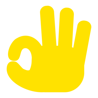 黄色い手（丸） 手,丸,ok,お金,黄色,アイコン,指のイラスト素材