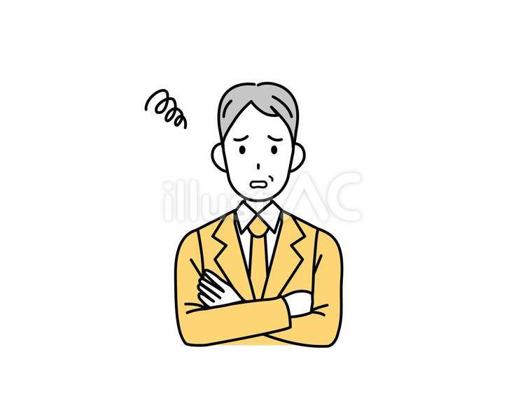 困るスーツ姿の中年の男性 ビジネスマン,会社員,ビジネスのイラスト素材