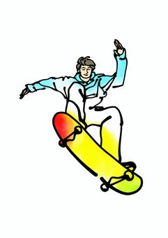 スケートボード カラフル スケートボード,男子,スポーツ,選手,スケボー,手描きのイラスト素材