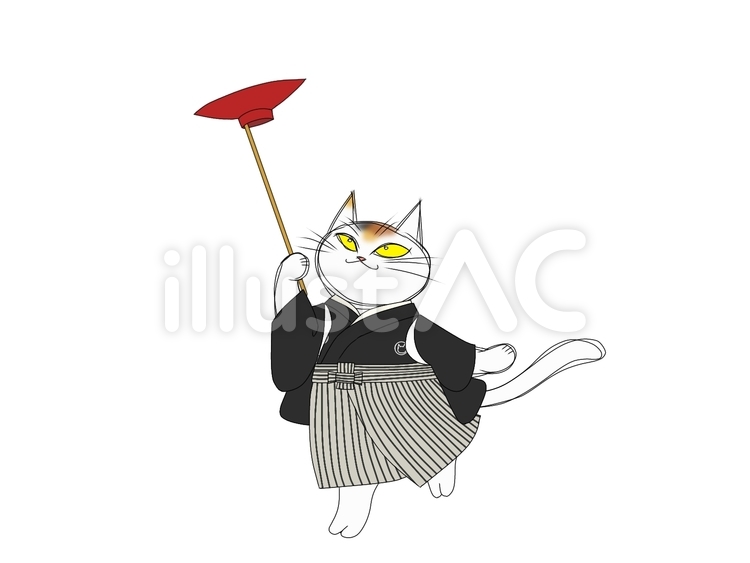 皿まわし ねこ,三毛猫,3色のイラスト素材