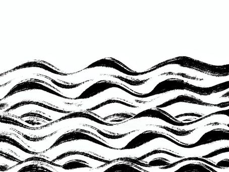 かすれた筆波模様背景 和柄,波,筆,黒,墨,筆絵,かすれ,観世水,背景素材,流水文様のイラスト素材