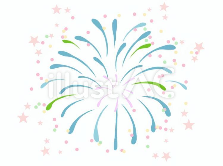 ポップな花火② 花火,夏,夏祭りのイラスト素材
