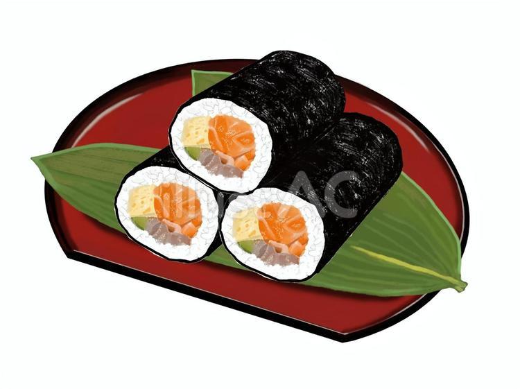 恵方巻（赤半月盆）2 恵方巻,恵方,太巻きのイラスト素材