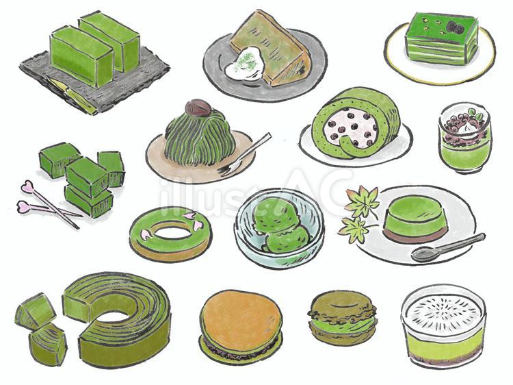 抹茶のスイーツ 抹茶,緑,日本のイラスト素材