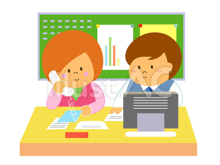 オフィスの風景 会社,オフィス,女性のイラスト素材