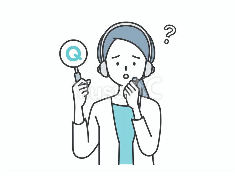 Qの札を持つコールセンターの女性 人物,女,q&aのイラスト素材