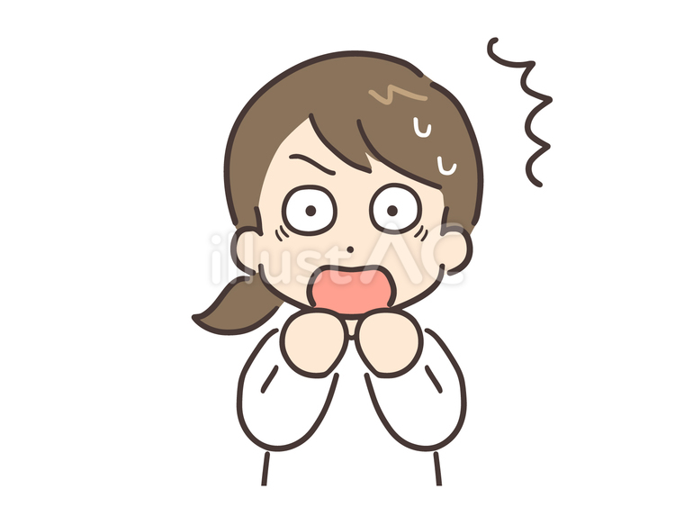 困り顔でびっくりしている私服の若い女性 女性,びっくり,困るのイラスト素材