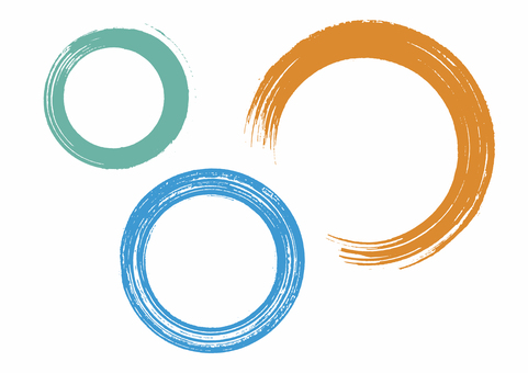 筆タッチ丸円の素材 筆タッチ,円,丸,カラー,年賀状素材,かすれ,手描き,和風,和デザイン,和モダンのイラスト素材