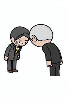 お互いお辞儀する人 お互いお辞儀する人 お辞儀,挨拶,出会い,礼儀,マナー,謝罪,形式,男性,スーツ,ビジネスのイラスト素材