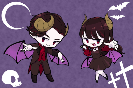 悪魔仮装の男女 悪魔仮装の男女 人物,女性,男性,男女,悪魔,コスプレ,コスチューム,キャラクター,ハロウィン,デビルのイラスト素材