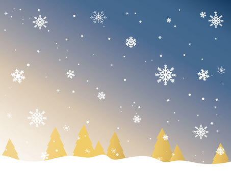 Snow & Gold Xmas クリスマス,冬,雪,雪の結晶,ゴールド,背景,パステル,星空,冬景色,ツリーのイラスト素材