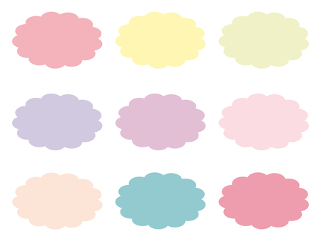 カラフルな丸型のフレームセット167 フレーム,枠,飾り枠,見出し,タイトル,丸型,円形,花形,ラベル,かわいいのイラスト素材