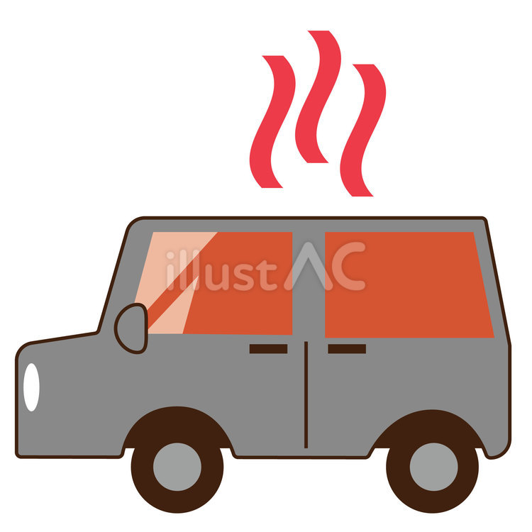 車内熱中症 車,かわいい,デフォルメのイラスト素材