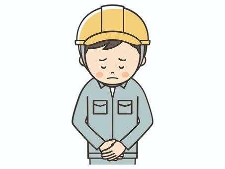 謝罪する男性作業員 謝罪する男性作業員 謝罪,謝る,ごめん,ごめんなさい,お詫び,申し訳ございません,お願い,トラブル,アクシデント,クレームのイラスト素材