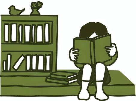 図書館 本,図書館,読書,子ども,熱中,物語,本棚,小学生のイラスト素材