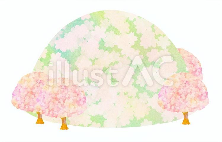桜の山 桜,山,イラストのイラスト素材