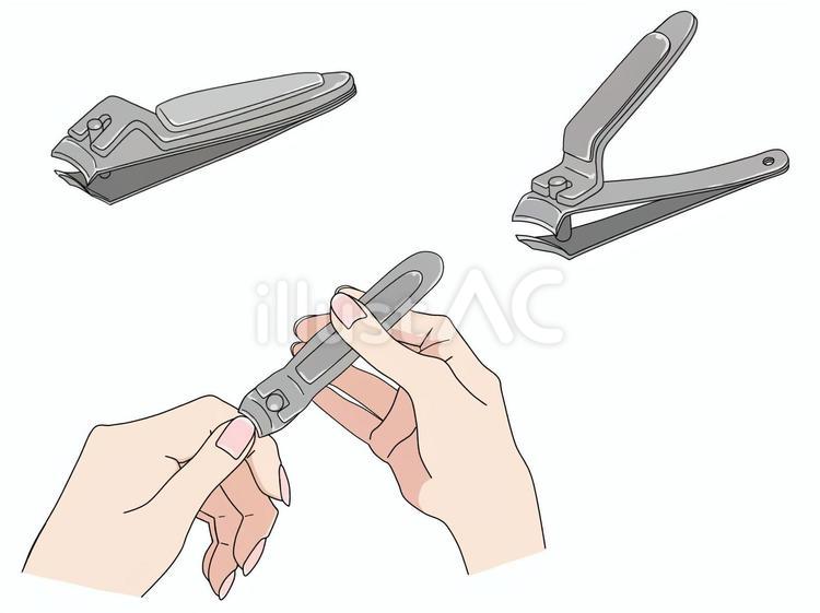 爪切りと手 爪切り,手,シルバーのイラスト素材