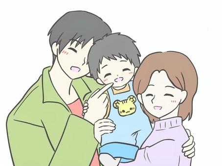 パパとママと（愛息子ver） 親子,父親,母親,息子,幼児,子煩悩,育児,子育て,愛妻家,笑顔のイラスト素材