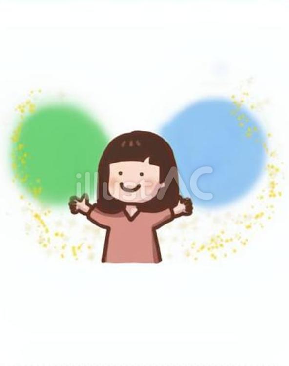 ２つのテーマについて示す、かわいい女の子 ２つ,掲げる,テーマのイラスト素材