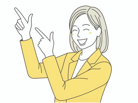 指差しをする女性２ 指さし,女の人,可愛い,背景透過,オススメ,案内,紹介,20代,30代,教えるのイラスト素材