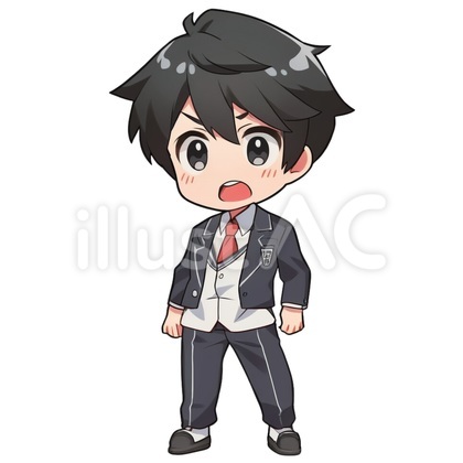焦る黒髪の男子高校生