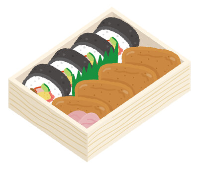 助六寿司 寿司,すし,寿司屋,和食,お持ち帰り寿司,詰め合わせ,1人前,テイクアウト,手土産,いなりのイラスト素材