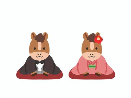 新年のご挨拶をする馬