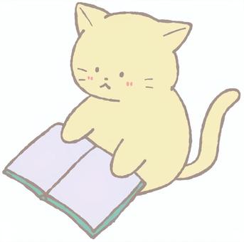 本を読んでいる猫 猫,生き物,動物,ペット,読書,本,シンプルのイラスト素材