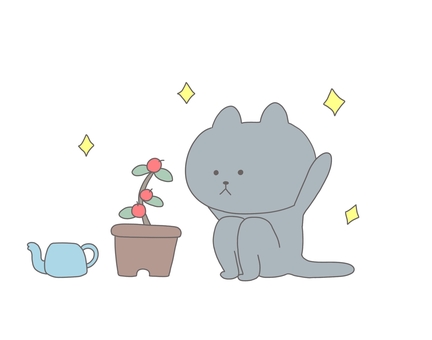 Happy cat with fruit, Happy cat with fruit, cat, kewan, plant,