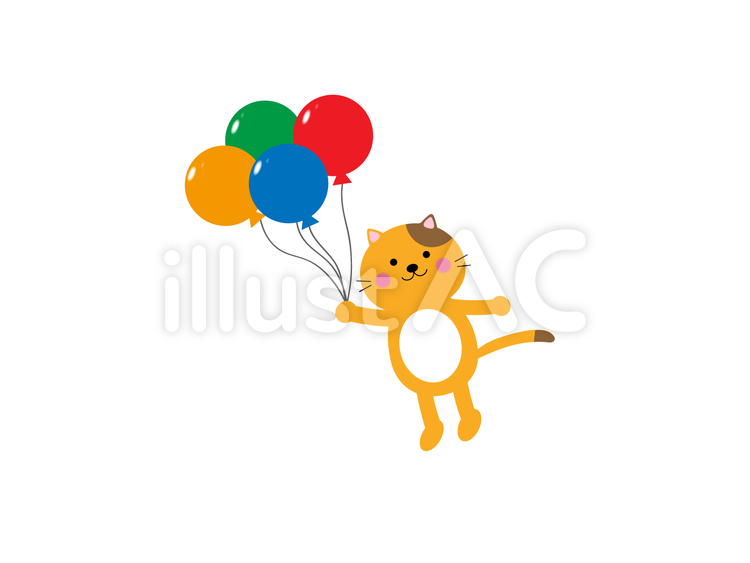  ねこと風船のイラスト ねこ,風船,かわいいのイラスト素材