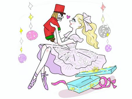 バレエくるみ割り人形nutcracker バレエくるみ割り人形nutcracker 手書き,イラスト,リボン,クリスマス,星,プレゼント,ドレス,くるみ割り人形,ダンス,バレリーナのイラスト素材