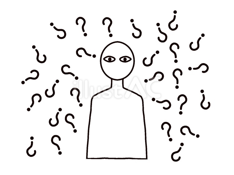 たくさんのはてなマークと人型 はてなマーク,複数,一人のイラスト素材