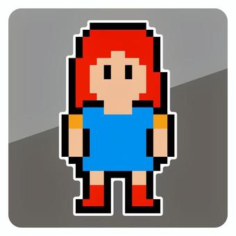 女性のピクセルアートアイコン 女性,女,雌,女子,ワンピース,直立,ドット絵,ピクセルアート,アイコン,シンボルのイラスト素材