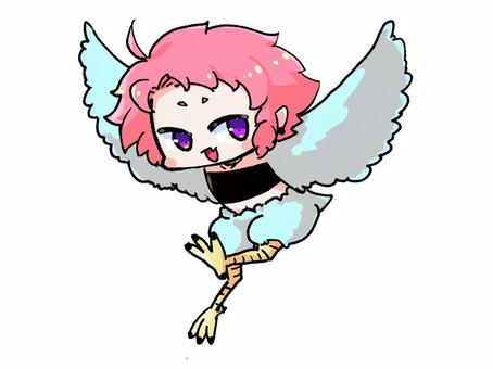 ハーピーな女の子 女の子,キャラクター,キャラ,ハーピー,sdキャラ,ちびキャラ,デフォルメ,かわいい,翼人,モンスターのイラスト素材