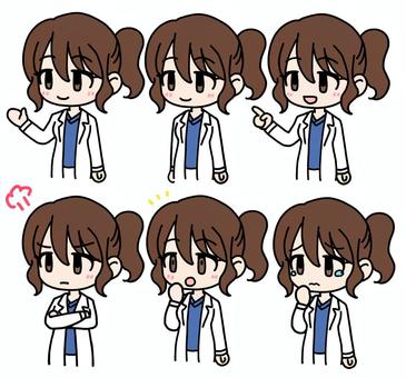 女性医師　(カラー) 女医,病院,医師,表情,ポーズ,上半身,白衣,ポニーテール,女性,女の人のイラスト素材
