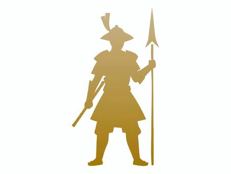 シルエット【侍・武士】5 シルエット,かげ,影絵,人,侍,武士,昔,武器,槍,かっこいいのイラスト素材