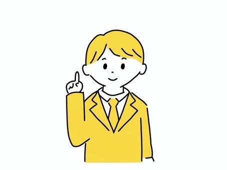 上を指差すビジネスマン ビジネスマン,指差し,人差し指,スーツ,サラリーマン,会社員,ビジネス,仕事,営業,男性のイラスト素材