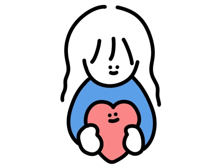 こころをぎゅっとする女の子 女の子,女性,ゆるい,かわいい,優しい,シンプル,ワンカラー,手書き,青,水色のイラスト素材