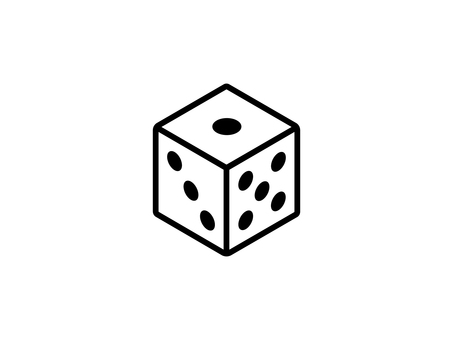 サイコロのアイコン サイコロ,ゲーム,娯楽,カジノ,ギャンブル,白背景,黒,線画,アウトライン,アイコンのイラスト素材