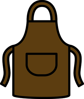 茶色のエプロンです。 エプロン,シンプル,介護,福祉,ワンポケット,無地,家庭用,業務用,ポケット付き,ケアのイラスト素材