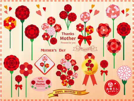 L-0385：春アイテム17母の日 春,母の日,5月,マザーズデイ,赤,ピンク,オレンジ,行事,イベント,プレゼントのイラスト素材