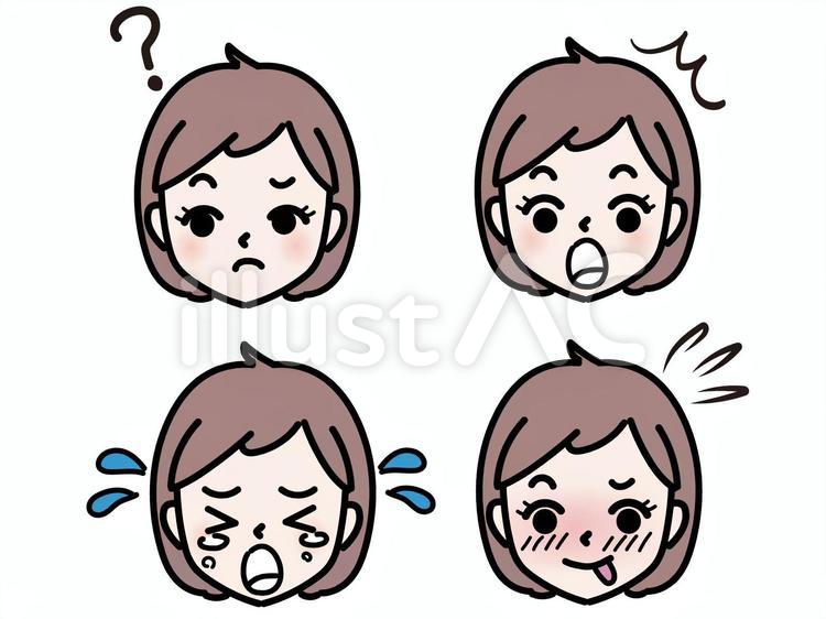 いろいろな表情の女の子 子供,子ども,女の子のイラスト素材