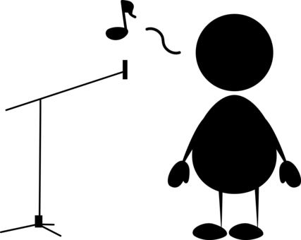 棒人間歌う 棒人間,歌う,スタンドマイク,音符,歌手のイラスト素材