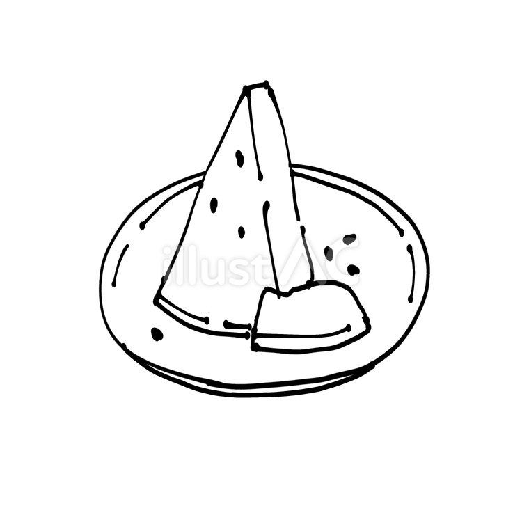 お皿にのったスイカ　白黒 スイカ,西瓜,夏のイラスト素材